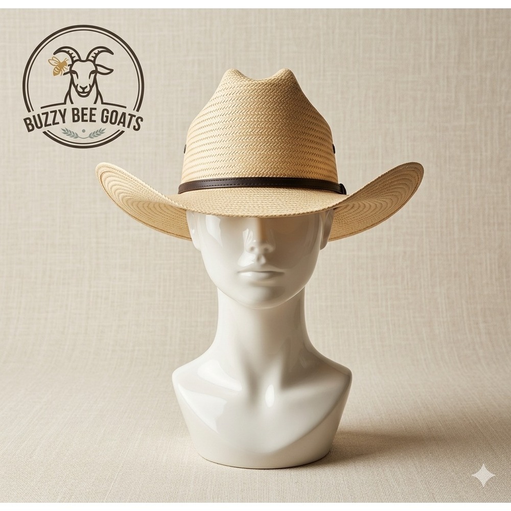Bailey U-Rollit Cowboy Western Tall Straw Hat w/Braided Leather Band Sz. 7  5/8"